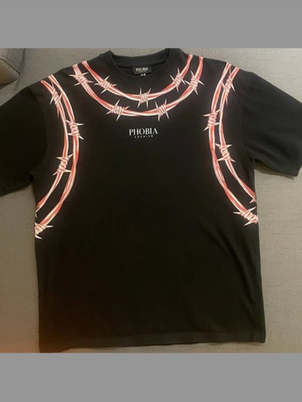 Phobia Archive Barbed Wire Graphic Tee Black/Red Size XS
